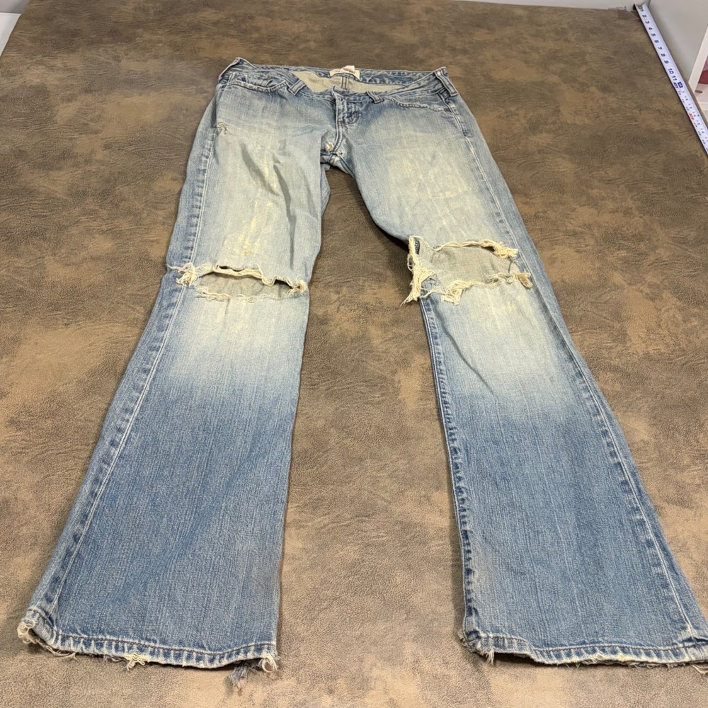Abercrombie & Fitch Bootcut Jeans Womens 2R Light Blue Distressed Y2K Low Rise